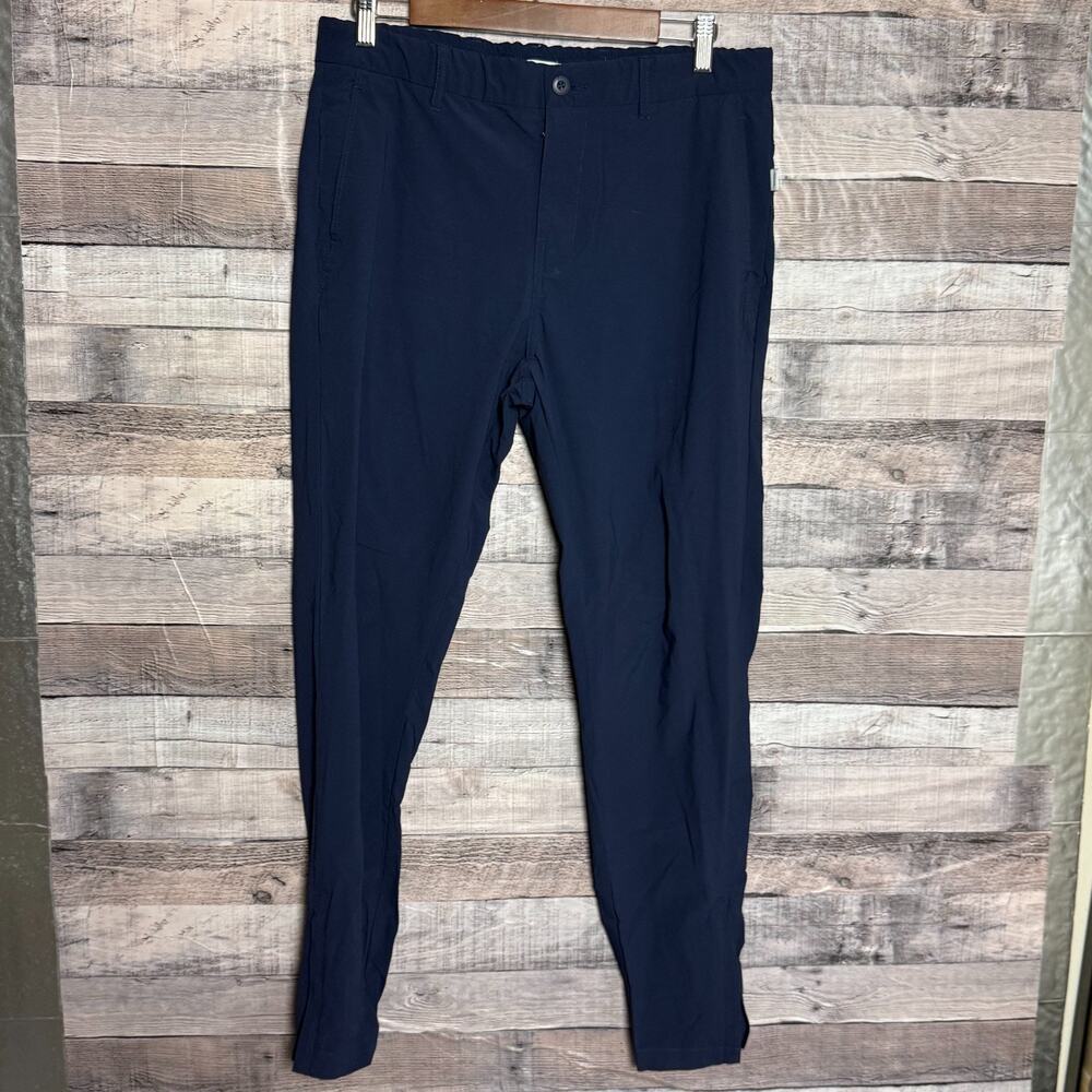 Onia Mens Tech Pants 32x30 Blue Zip Ankles Stretch Performance Tapered Preppy